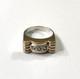 Vintage Tank Ring In Solid Silver And Vermeil Art Deco Jewelry Size 53