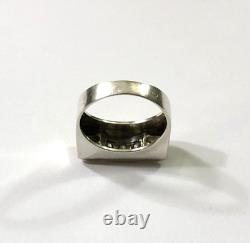 Vintage TANK ring in solid silver and vermeil ART DECO jewelry Size 53