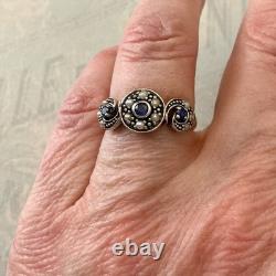 Vintage Trilogy Ring with Sapphire, Fine Pearl, and Solid Silver