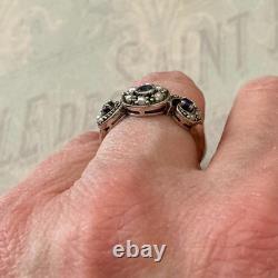 Vintage Trilogy Ring with Sapphire, Fine Pearl, and Solid Silver