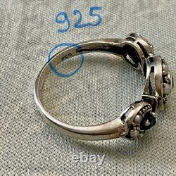 Vintage Trilogy Ring with Sapphire, Fine Pearl, and Solid Silver