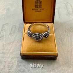 Vintage Trilogy Ring with Sapphire, Fine Pearl, and Solid Silver