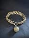 Vintage Two-tone Solid Silver Curb Bracelet With Charm, Ref. J889