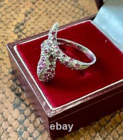 Vintage Wide Solid Silver Gold Vermeil Genuine Rubies Ring