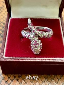 Vintage Wide Solid Silver Gold Vermeil Genuine Rubies Ring