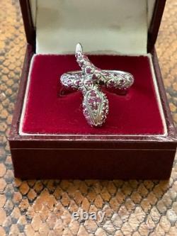 Vintage Wide Solid Silver Gold Vermeil Genuine Rubies Ring