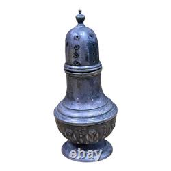 Vintage antique engraved solid silver salt and pepper shakers