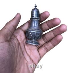 Vintage antique engraved solid silver salt and pepper shakers
