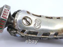Vintage antique solid silver enamel chimera head signed bangle bracelet