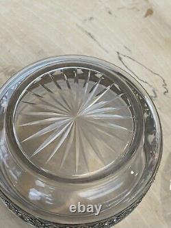 Vintage candy dish box in Baccarat crystal and solid silver