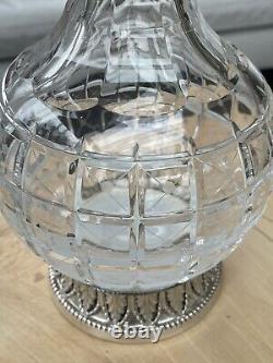 Vintage crystal carafe with solid 925 silver mount Topazio Portugal sterling