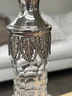 Vintage crystal carafe with solid 925 silver mount Topazio Portugal sterling