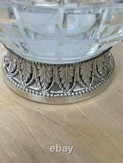 Vintage crystal carafe with solid 925 silver mount Topazio Portugal sterling