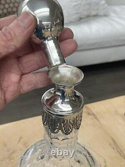 Vintage crystal carafe with solid 925 silver mount Topazio Portugal sterling