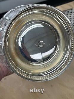 Vintage crystal carafe with solid 925 silver mount Topazio Portugal sterling