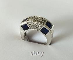 Vintage modernist solid silver & stones ring by Valles Dordal, size 56