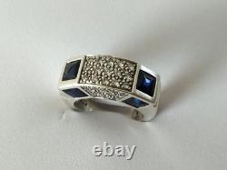 Vintage modernist solid silver & stones ring by Valles Dordal, size 56