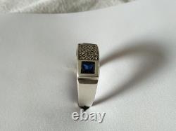 Vintage modernist solid silver & stones ring by Valles Dordal, size 56
