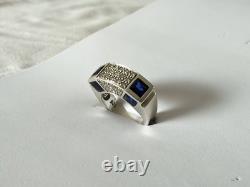 Vintage modernist solid silver & stones ring by Valles Dordal, size 56
