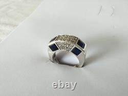 Vintage modernist solid silver & stones ring by Valles Dordal, size 56