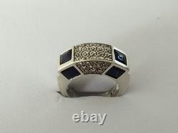 Vintage modernist solid silver & stones ring by Valles Dordal, size 56