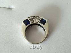 Vintage modernist solid silver & stones ring by Valles Dordal, size 56