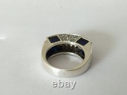 Vintage modernist solid silver & stones ring by Valles Dordal, size 56