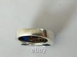 Vintage modernist solid silver & stones ring by Valles Dordal, size 56