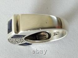 Vintage modernist solid silver & stones ring by Valles Dordal, size 56