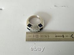 Vintage modernist solid silver & stones ring by Valles Dordal, size 56