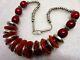 Vintage Necklace With Ancient Ethnic Design, Made Of Solid 925 Silver And Carnelian Beads.