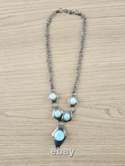 Vintage retro necklace with heavy pendant in solid 925 silver collectible