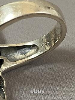 Vintage silver coral toi et moi ring, solid silver marcasite ring, size 57