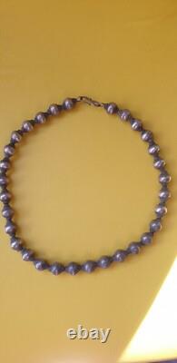 Vintage solid silver bead necklace, hallmarked 925, weight 85 g