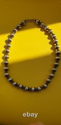 Vintage solid silver bead necklace, hallmarked 925, weight 85 g