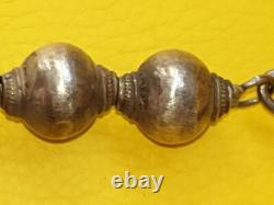 Vintage solid silver bead necklace, hallmarked 925, weight 85 g