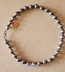 Vintage solid silver bead necklace, hallmarked 925, weight 85 g