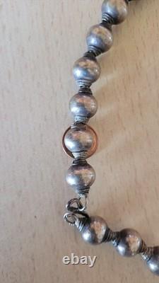 Vintage solid silver bead necklace, hallmarked 925, weight 85 g