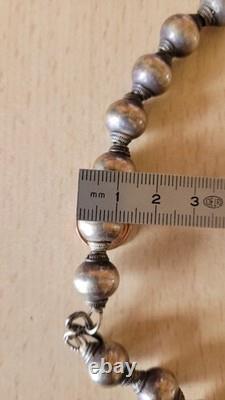 Vintage solid silver bead necklace, hallmarked 925, weight 85 g