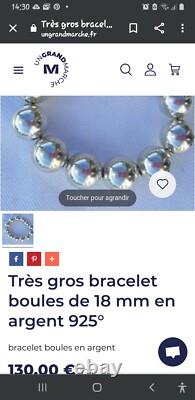 Vintage solid silver bead necklace, hallmarked 925, weight 85 g
