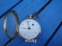 Watch A Gousset Silver Coq Et Chaine / Watch Ancienne