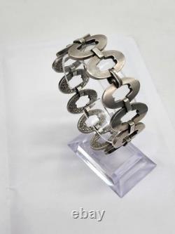 Zk17-Ancient bracelet in sterling silver 800 crab hallmark 58 g vintage jewelry