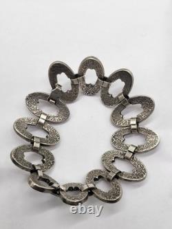 Zk17-Ancient bracelet in sterling silver 800 crab hallmark 58 g vintage jewelry