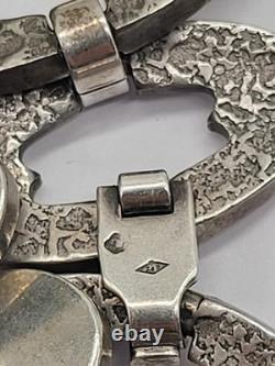 Zk17-Ancient bracelet in sterling silver 800 crab hallmark 58 g vintage jewelry