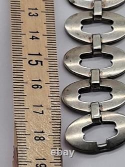 Zk17-Ancient bracelet in sterling silver 800 crab hallmark 58 g vintage jewelry