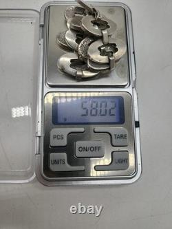 Zk17-Ancient bracelet in sterling silver 800 crab hallmark 58 g vintage jewelry