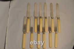 12 Couteaux Fruits Fromage Argent Massif Ancien Antique Solid Silver Knives