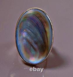 19G Ancienne bague argent nacre bague argent massif mother-of-pearl silver ring