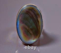 19G Ancienne bague argent nacre bague argent massif mother-of-pearl silver ring
