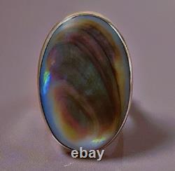 19G Ancienne bague argent nacre bague argent massif mother-of-pearl silver ring